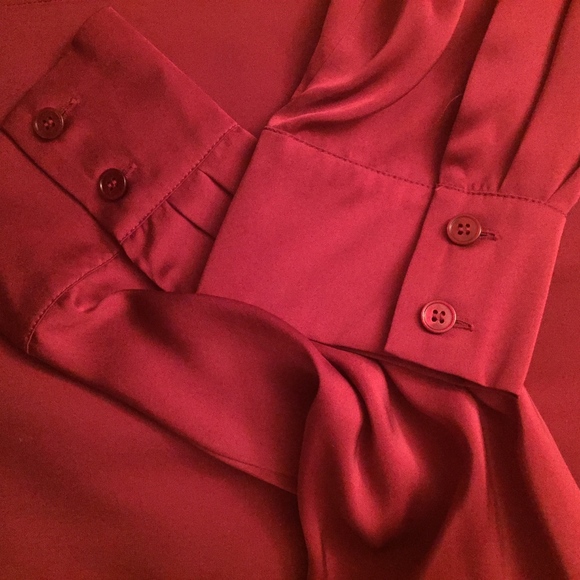 Authentic Stella McCartney Red Silk Long Sleeve V Neck Blouse Top Sz 44 - Picture 7 of 8